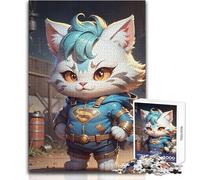 Puzzle pour Adultes - 1000 pièces - Illustration Superman et Chat - Design élégant - Décoration Murale - Cadeau d'anniversaire - Dimensions : 38x52cm