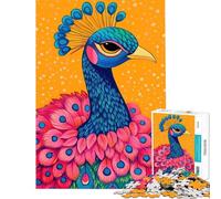 Puzzle pour Adultes 1000 pièces Illustration vibrante d'un Portrait de Paon Difficile et Stimulant Jeu de Course de Vitesse Manuelle Décoration Murale pour Les 14 Ans et Plus (38x26cm)