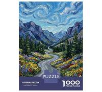 Puzzle pour Adultes 1000 Pièces Impressionistic Mountain Valley Landscape Painting Puzzles pour Adolescents, Jeux Amusants, Passe-Temps Idéal comme Cadeau 70x50cm/1000pcs