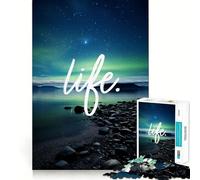 Puzzle pour Adultes 1000 pièces Inspiration Lac Aurore Bords Parfaits Jeu de réflexion Amusant et Stimulant Moment de détente Scène de Noël (38x52cm)
