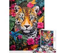 Puzzle pour Adultes 1000 pièces Jaguar dans la Jungle Bloom Jeu Impossible mais Amusant et Humoristique Jouet éducatif Cadeau pour Les Amis et la Famille (50X75cm)