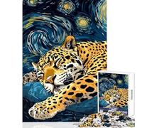 Puzzle pour Adultes 1000 pièces Jaguar Dormant sous Un Ciel étoilé Jeu Impossible mais Amusant et Humoristique Jouet éducatif Cadeau pour Les Amis et la Famille (26x38cm)