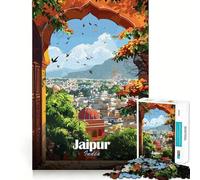 Puzzle pour Adultes 1000 pièces Jaipur,Inde Paysage Urbain à Travers Une Arche Découpe Parfaite Défi Amusant et Intelligent Jeu paisible Cadeau Artistique de Noël (38x52cm)