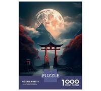 Puzzle pour Adultes 1000 Pièces Japanese Torii Gate Moon Puzzles pour Adultes Jeux De Détente Modèle À Assembler Est Idéal comme Cadeau 52x38cm/1000pcs