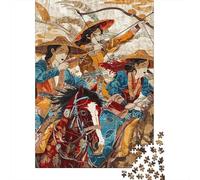 Puzzle pour Adultes 1000 Pièces Japanese Warrior Women Art Print Puzzle pour Adolescents Difficile, Liste De Souhaits avec Le Père Noël, Jeu Amusant Et Stimulant pour Toute La Famille 52x38cm/1000pcs