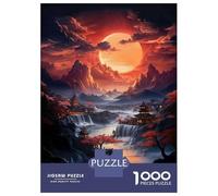 Puzzle pour Adultes 1000 Pièces Japanese Waterfall Village Puzzles pour Adolescents Jeux De Famille Défi Difficile Aide À Stimuler Le Cerveau 70x50cm/1000pcs