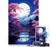 Puzzle pour Adultes 1000 pièces Jardin Japonais Zen Pixel Art Découpe de qualité supérieure Jeu de réflexion et de détente Décoration Murale de Noël (50x75cm)