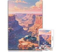 Puzzle pour Adultes 1000 pièces Jeep au Grand Canyon - Un Moment de détente apaisant - Assemblage précis et découpe Nette - Dimensions:38x52cm