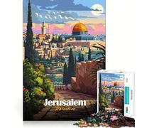 Puzzle pour Adultes 1000 pièces Jérusalem,Palestine Affiche de Voyage Assemblage Lisse Jeu Amusant et résolvant des problèmes Idéal pour Un Anniversaire ou Une activité Artistique (50x75cm)