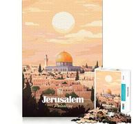 Puzzle pour Adultes 1000 pièces Jérusalem,Palestine Affiche de Voyage Assemblage Lisse Jeu Amusant et résolvant des problèmes Jeu Occasionnel Idée d'anniversaire Activité Artistique (38x26cm)