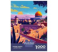 Puzzle pour Adultes 1000 Pièces Jerusalem Skyline Puzzle Adulte Casse-tête Jeu De Détente Vacances À La Maison Passer Le Temps Interaction Parent-Enfant 70x50cm/1000pcs