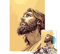 Puzzle pour Adultes 1000 pièces Jésus-Christ regardant vers Le Haut Jeu d'art numérique interactif Jouet addictif pour cultiver la Patience Cadeau de Père Noël Secret Passe-Temps idéal Pendant