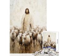 Puzzle pour Adultes 1000 pièces Jésus Le Bon Berger Jeu Pratique Course de Vitesse Manuelle Jouet éducatif Idéal comme Cadeau (38x52cm)