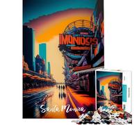 Puzzle pour Adultes 1000 pièces Jetée de Santa Monica Décoration Murale Cadeau pour Amis et Famille (75x50cm)