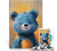 Puzzle pour Adultes 1000 pièces Joyeux Ours Bleu Défi Difficile pour soulager Le Stress Jeu éducatif pour Anniversaire, Noël 38x26cm