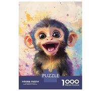 Puzzle pour Adultes 1000 Pièces Joyful Baby Monkey Art Puzzles pour Adolescents, Jeux Amusants, Passe-Temps Idéal comme Cadeau 38x26cm/1000pcs