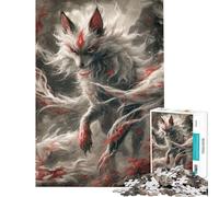Puzzle pour Adultes 1000 pièces Kitsune Renard Japonais Jeu de réflexion Amusant pour Toute la Famille Cadeau Unique pour Un Anniversaire ou Noël (Dimensions 38x52cm)