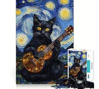 Puzzle pour Adultes 1000 pièces La sérénade de la Nuit étoilée du Chat Jeu d'art Finement découpé,Stimulant cérébral,Jeu de détente,Cadeau de Noël (38x26cm)