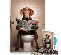 Puzzle pour Adultes 1000 pièces Labrador Marron sur Les Toilettes,Assemblage Parfait,Jeu de logique Artistique,Jouet Amusant pour se détendre,Cadeau d'anniversaire ou Loisir (38x52cm)