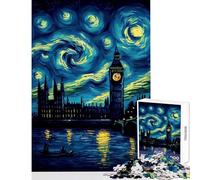 Puzzle pour Adultes 1000 pièces Lac à Big Ben Van Gogh Jeu Impossible Défi Difficile Jouet éducatif Améliorer l'amour Entre Les Couples (50X75cm)