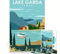 Puzzle pour Adultes 1000 pièces Lac de Garde Italie Art Assemblage Lisse Amusant Résolution de problèmes Jeu décontracté Idéal pour Un Anniversaire Art et découverte (38x52cm)