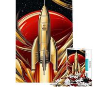 Puzzle pour Adultes 1000 pièces Lancement de fusée dorée Difficile et Stimulant Anti-Stress Jouet de décoration pour la Maison Convient aux 14 Ans et Plus (38x52cm)
