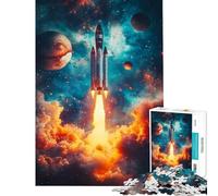 Puzzle pour Adultes 1000 pièces Lancement de fusée Spatiale Cosmique Jeu éducatif et Pratique Difficile et Stimulant pour Les 14 Ans et Plus Jeu de Puzzle Offert (38x26cm)