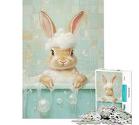 Puzzle pour Adultes 1000 pièces Lapin à l'heure du Bain Jeu Impossible pour Un Jeu éducatif Un défi Un Cadeau d'anniversaire pour améliorer la mémoire (Dimensions 38x52cm)