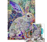 Puzzle pour Adultes 1000 pièces Lapin Abstrait Jeux relaxants Jeux éducatifs Cadeaux d'anniversaire Anti-Stress (Taille 38x26cm)