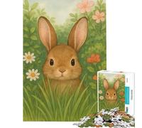 Puzzle pour Adultes 1000 pièces Lapin Aquarelle dans Un Jardin Fleuri Jeu éducatif et ludique pour Toute la Famille Cadeau pour Femmes et Hommes (Dimensions 50x75cm)