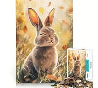 Puzzle pour Adultes 1000 pièces Lapin d'automne Bonheur Jeu de logique Amusant et Facile à Jouer Cadeau Artistique de Noël (38x52cm)