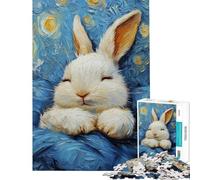 Puzzle pour Adultes 1000 pièces Lapin endormi Style Van Gogh Puzzle à Monter soi-même Une œuvre d'art Cadeau Unique pour Anniversaire et Noël (Dimensions 50x75cm)