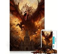 Puzzle pour Adultes 1000 pièces L'Attaque du Dragon de Feu Assemblage Parfait Art Logique Jeu d'adresse Jeu Lent et apaisant Cadeau de Noël Calme (50x75cm)