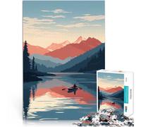 Puzzle pour Adultes 1000 pièces Le Camping du lac Vintage pour Le Jeu éducatif Challenge Toy Œuvre d'art 50x70cm