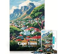 Puzzle pour Adultes 1000 pièces Le Cap,Afrique du Sud Illustration Jeu de Construction Fluide et Amusant pour se concentrer mentalement Jeu Occasionnel Cadeau d'anniversaire Amusant (38x52cm)