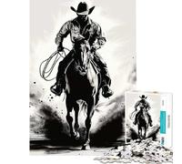 Puzzle pour Adultes 1000 pièces Le Cavalier Solitaire Jeu de réflexion Jouet Jeu intellectuel Cadeau d'anniversaire Difficile (Taille 38x26cm)