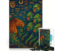 Puzzle pour Adultes 1000 pièces Le procès du léopard Peinture Abstraite Découpe précise Jeu cognitif Jouet de détente Décoration Murale de Noël (38x52cm)