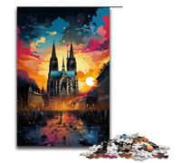 Puzzle pour Adultes 1000 pièces Le psychédélisme coloré de la cathédrale de Cologne Puzzle pour Jeu éducatif Défi Jouet Décoration intérieure Unique et Cadeaux 75x50cm