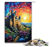 Puzzle pour Adultes 1000 pièces Le psychédélisme coloré du château de Carcassonne Puzzle pour Adultes Jeux de Famille en Bois Cadeaux d'anniversaire de Noël 75x50cm