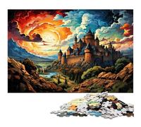 Puzzle pour Adultes 1000 pièces Le psychédélisme coloré du château de Carcassonne Puzzles pour Puzzles en Bois Jouet éducatif Anti-Stress 1000 pièces (75 x 50 cm)