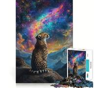 Puzzle pour Adultes 1000 pièces Le Regard Cosmique du guépard Jeu de réflexion et de Loisirs créatifs Pièce Artistique de Noël (50x75cm)