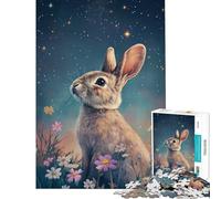 Puzzle pour Adultes 1000 pièces Le rêve du Lapin étoilé Décoration Murale Découpe de précision pour Noël ou Un Anniversaire (Taille 50x75cm)