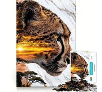 Puzzle pour Adultes 1000 pièces Le rôdeur céleste de la Savane Jeu d'habileté mentale et Artistique Parfait pour se détendre et s'amuser Pendant Un Anniversaire (38x52cm)