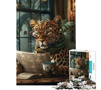 Puzzle pour Adultes 1000 pièces Léopard dans Un café Jeu éducatif et Pratique Difficile et Stimulant pour Les 14 Ans et Plus (38x26cm)