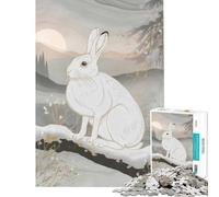 Puzzle pour Adultes 1000 pièces Lièvre d'hiver dans Un Paysage Hivernal Jeu de réflexion Cadeau d'anniversaire Niveau de difficulté Difficile (Dimensions 38x26cm)