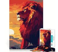 Puzzle pour Adultes 1000 pièces Lion Africain en Pixel Art Découpe précise Jeu Amusant et Relaxant Décoration Murale de Noël (38x52cm)