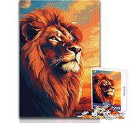 Puzzle pour Adultes 1000 pièces Lion Afrique Pixel Art Jeu éducatif Familial Motif à Assembler Cadeau de Père Noël Secret Dimensions 50x75cm