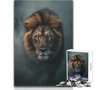 Puzzle pour Adultes - 1000 pièces - Lion chassant Un prédateur - Design élégant - Décoration Murale - Cadeau d'anniversaire - Dimensions : 50x75cm