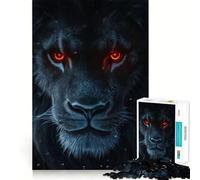 Puzzle pour Adultes 1000 pièces Lion Noir aux Yeux Rouges,Articulation Fine,activité ludique et Intelligente,Jeu Relaxant,Cadeau de Noël apaisant (38x26cm)