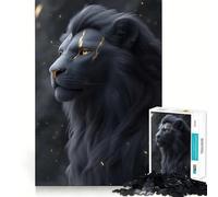 Puzzle pour Adultes 1000 pièces Lion Noir avec Motifs dorés Jeu de Construction Amusant et Stimulant,idéal pour Les Loisirs et Les activités artistiques d'anniversaire (38x52cm)